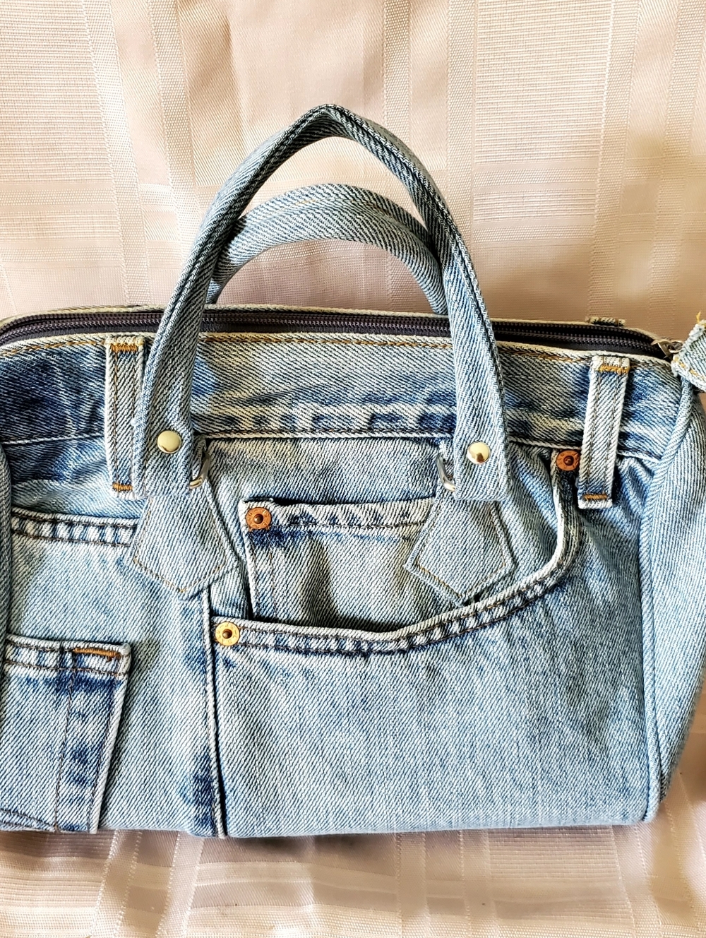 CUTE Denim Satchel Handbag - Light Blue Women's Bag - Picture 2 of 3